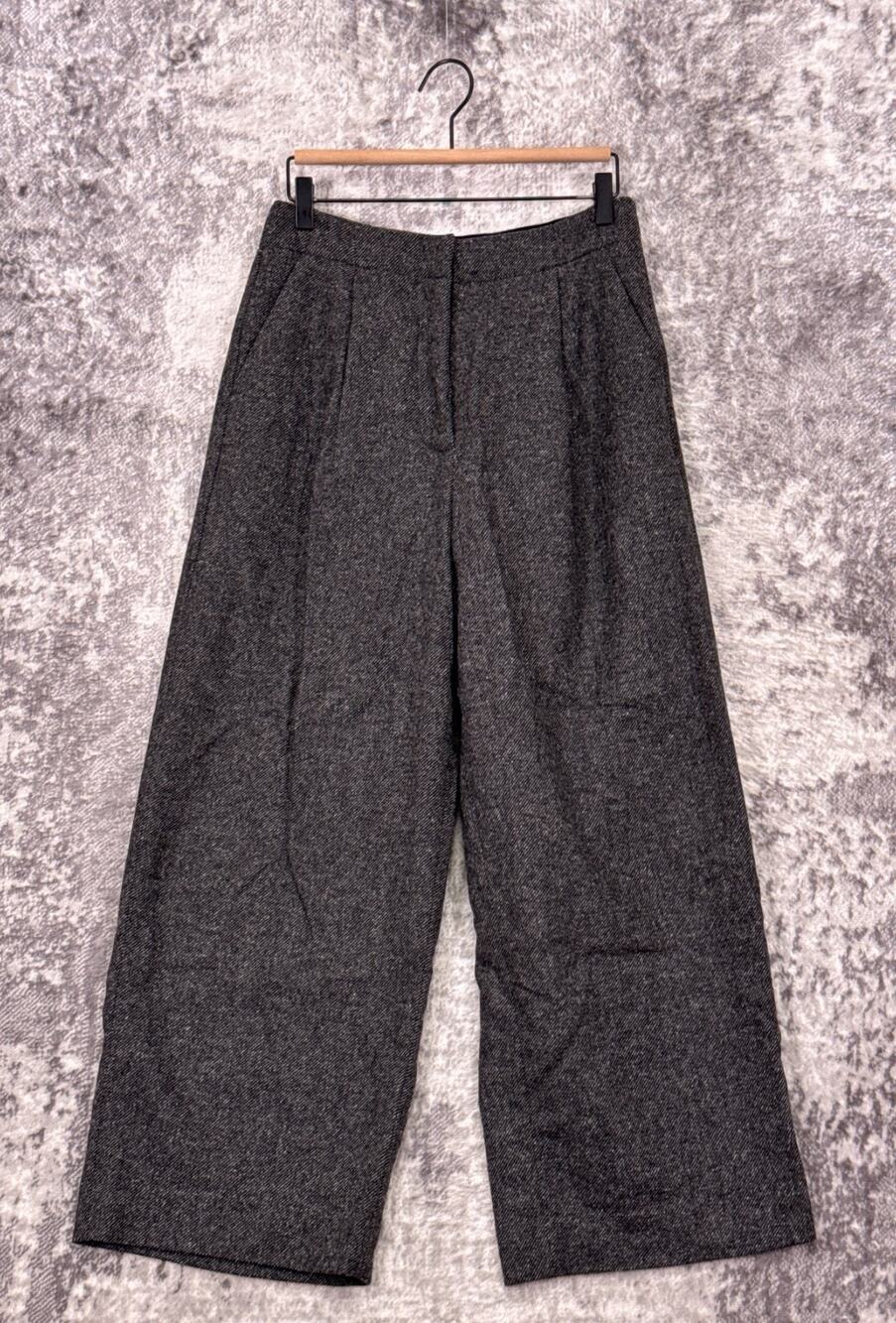 Banana Republic Pants 10 Petite Womens Wool Silk Blend Tweed Wide Leg Trouser